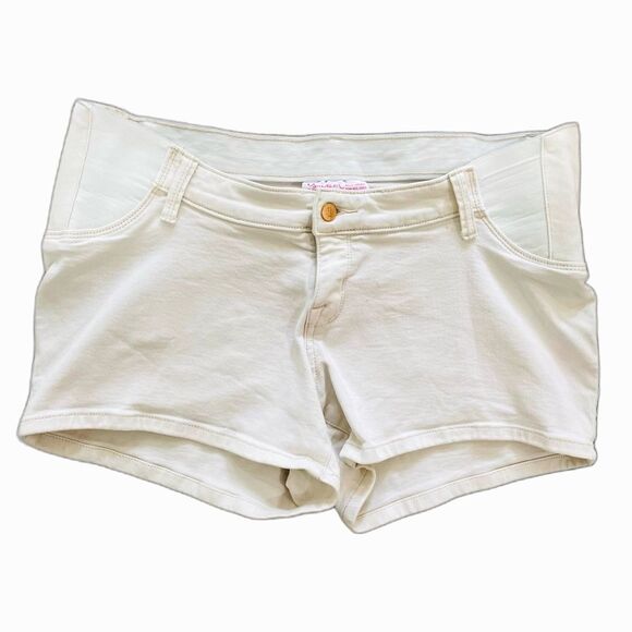 Isabel Maternity Ingrid & Isabel Cream Midi Shorts Size 10 Stretch 36" Waist - Picture 1 of 10
